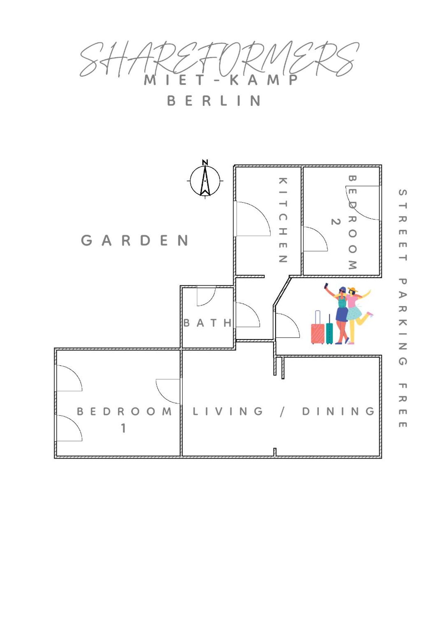 Miet-Kamp Ruhig, Zentral, Nahe Messe, Ausgefallenes Design 2 Schlafzimmer Берлин Экстерьер фото